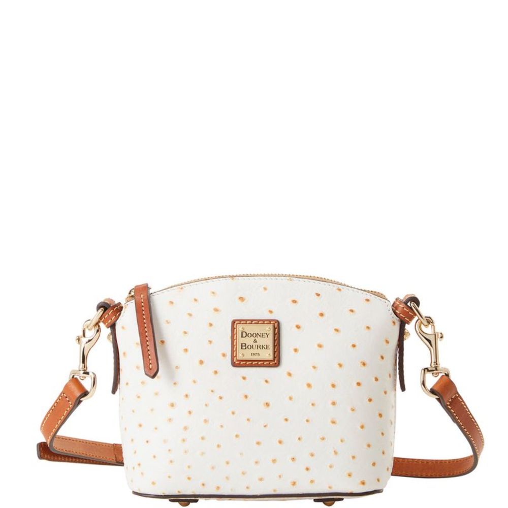 Dooney & Bourke Ostrich Mini Domed Crossbody Shoulder Bag - Bone